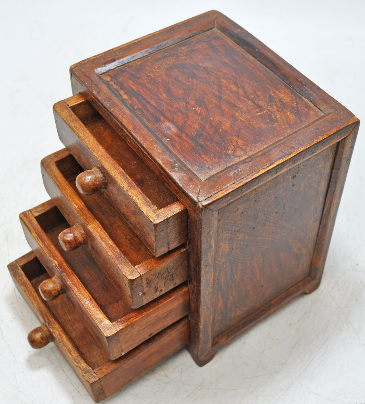 Vintage Wooden 4 Drawers Storage Box Original Old Hand Crafted
