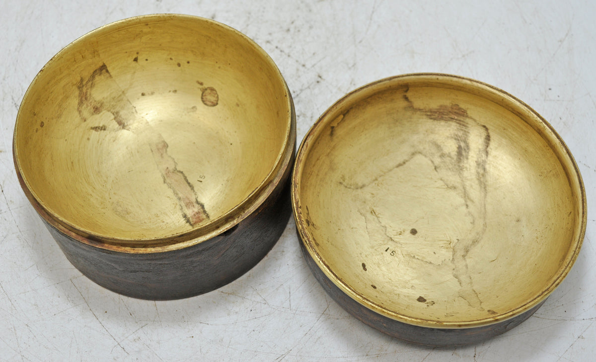 Vintage Wooden Round Box Original Old Hand Crafted Brass Inner
