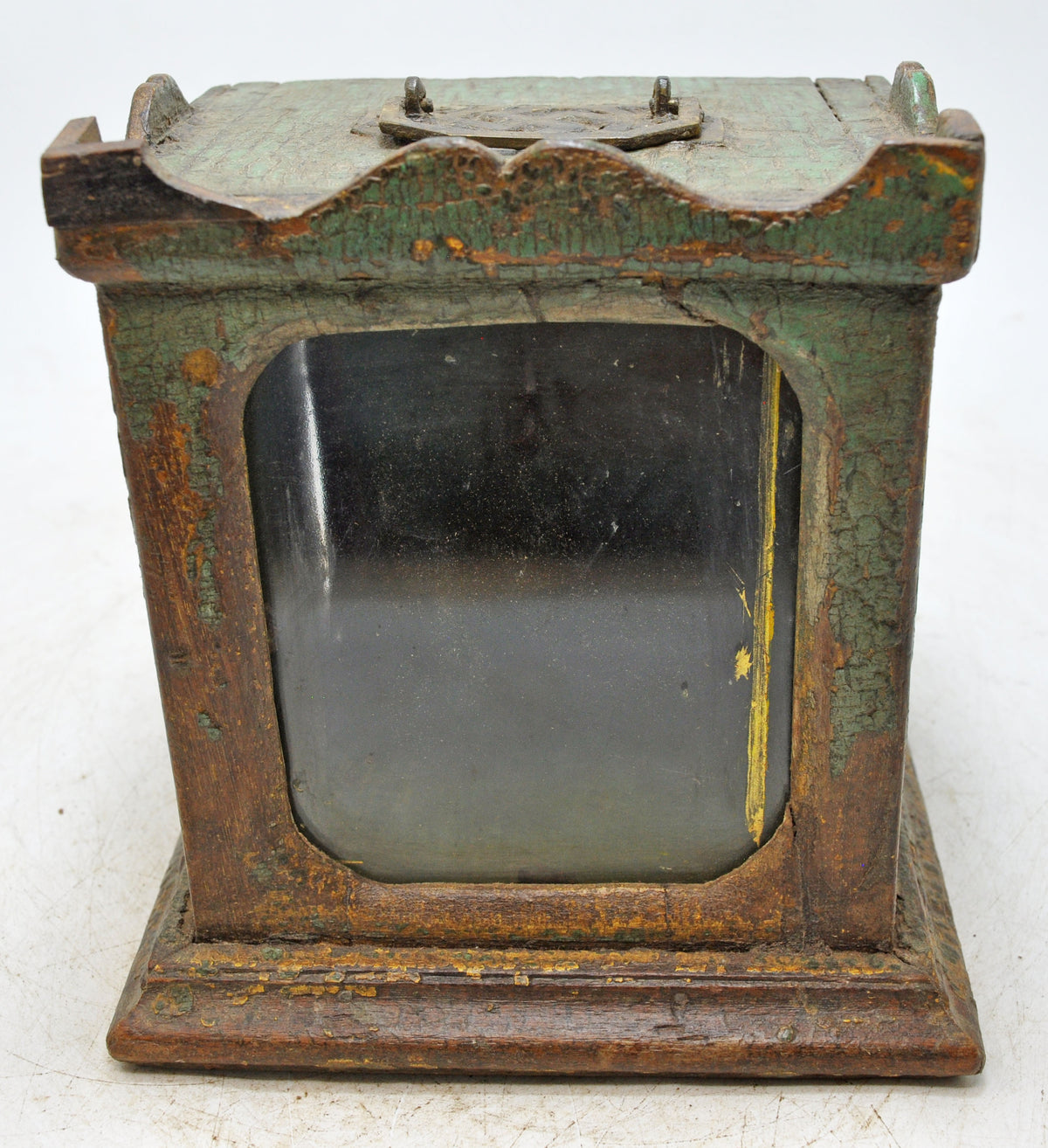 Antique Wooden Small Showcase Box Original Old Hand Crafted Glass Front