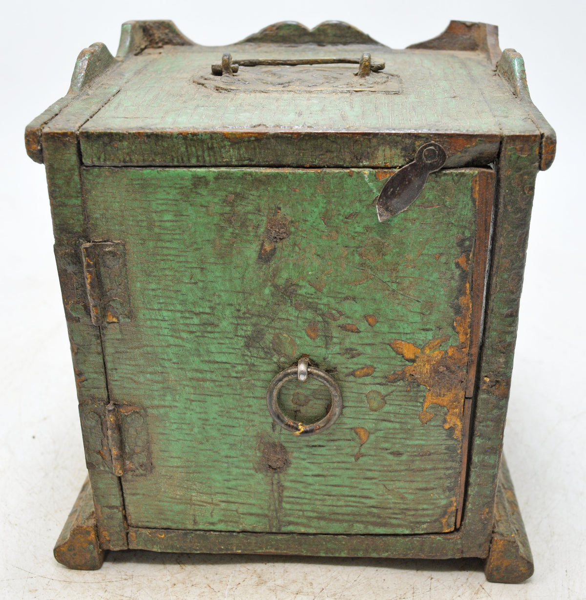 Antique Wooden Small Showcase Box Original Old Hand Crafted Glass Front