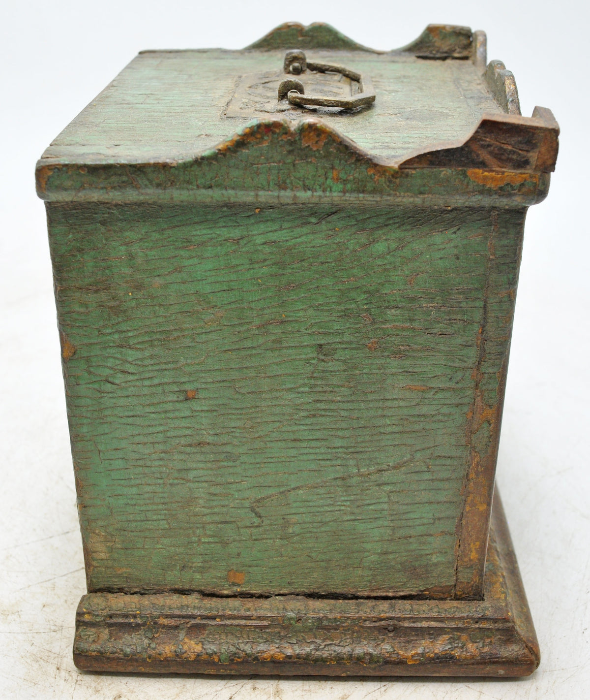 Antique Wooden Small Showcase Box Original Old Hand Crafted Glass Front
