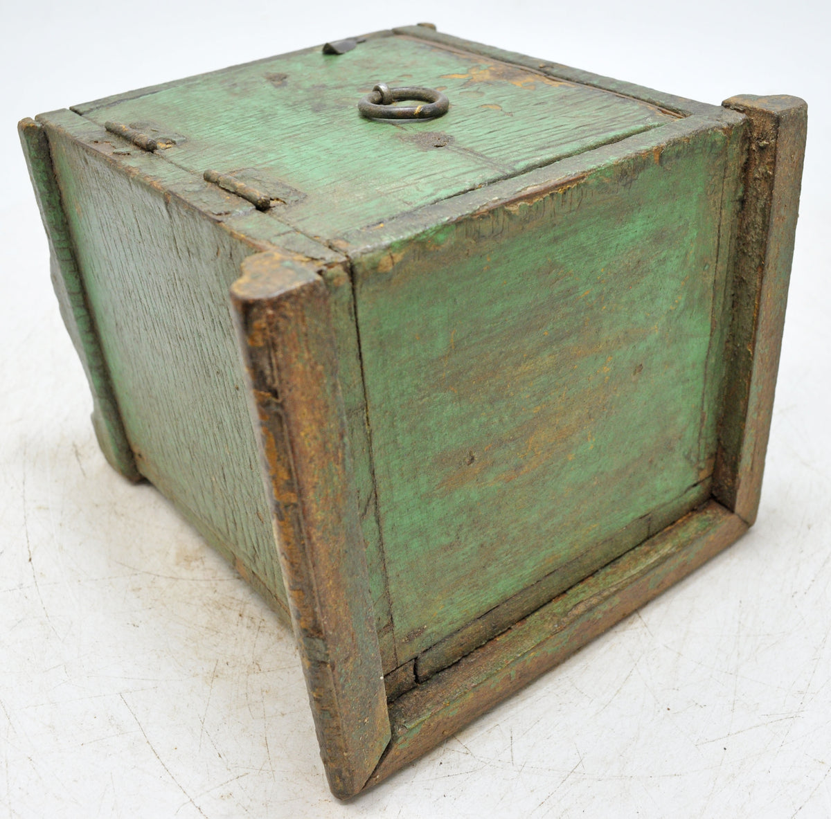 Antique Wooden Small Showcase Box Original Old Hand Crafted Glass Front