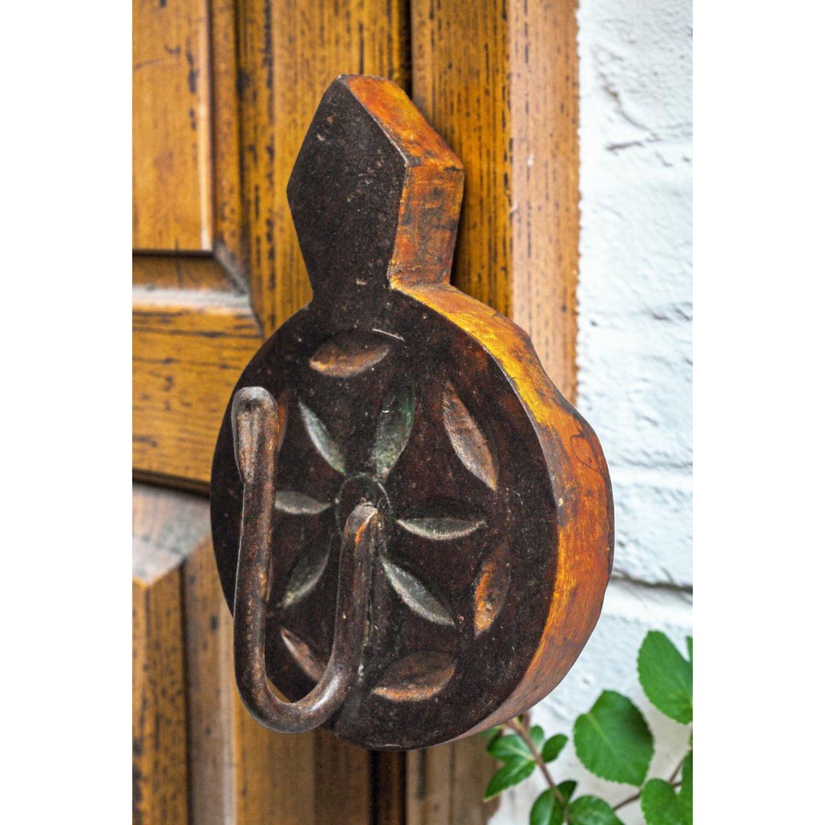 Vintage Wooden Small 1 Hook Hanger Original Old Hand Carved