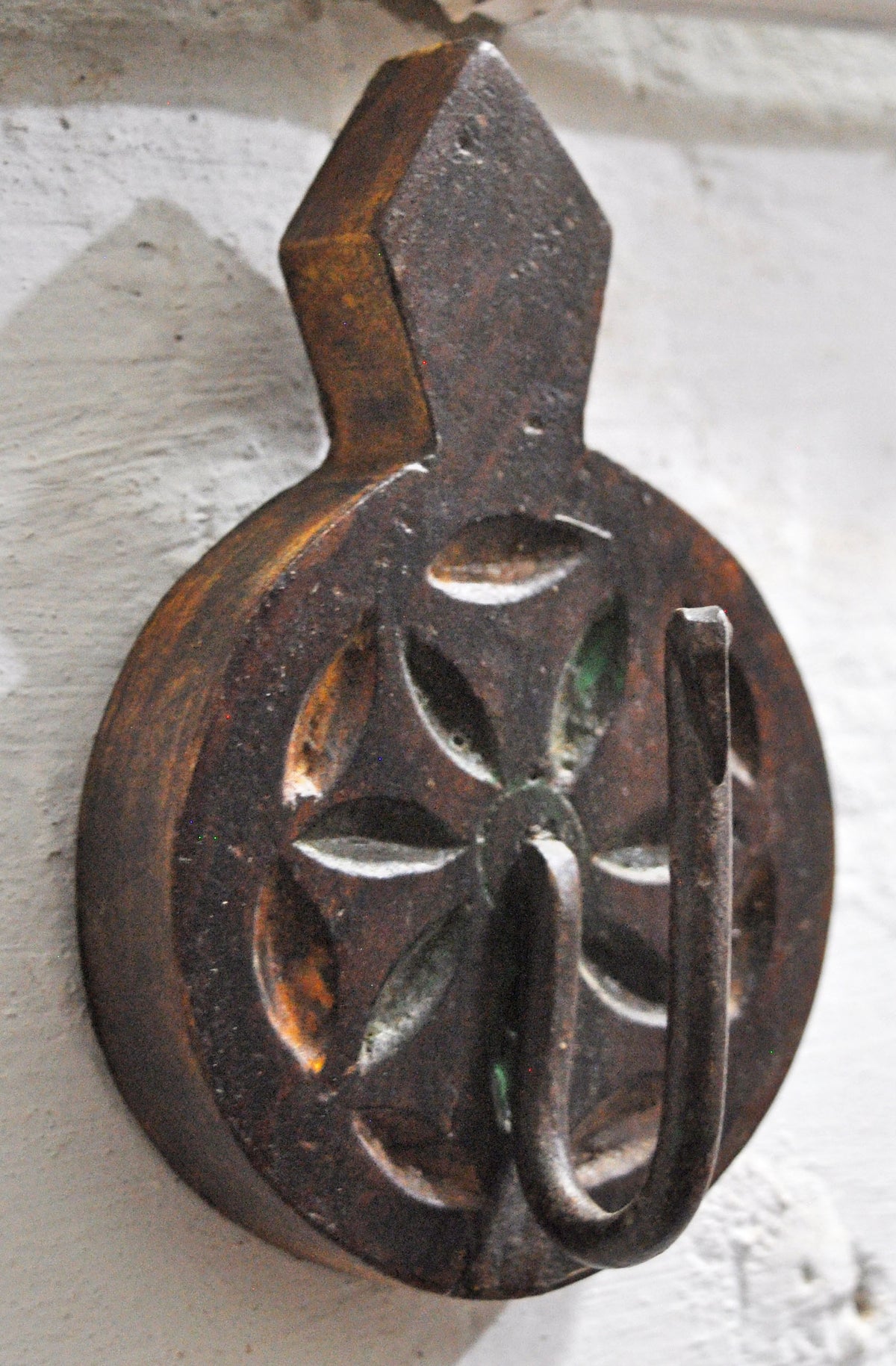Vintage Wooden Small 1 Hook Hanger Original Old Hand Carved