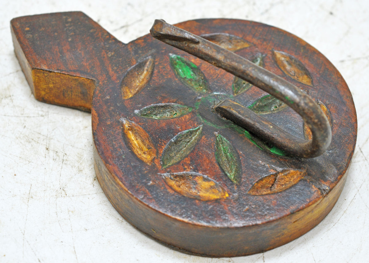 Vintage Wooden Small 1 Hook Hanger Original Old Hand Carved